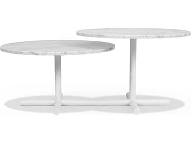 Mobital X And O 39" Round Marble White Coffee Table MBWCOXNO9WHIT