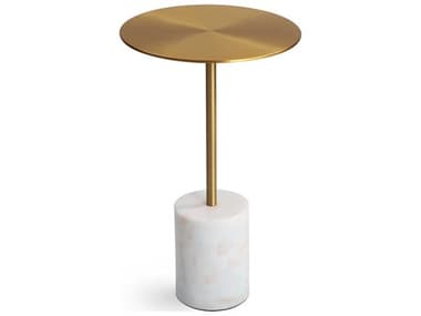 Mobital Circulo Round Metal Antique Brass White End Table MBWENCIRCWHITMEDIU