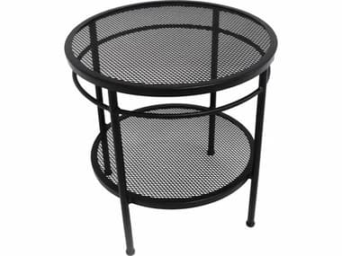 Meadowcraft Cove Wrought Iron Round Two Tier Outdoor End Table MD278120001