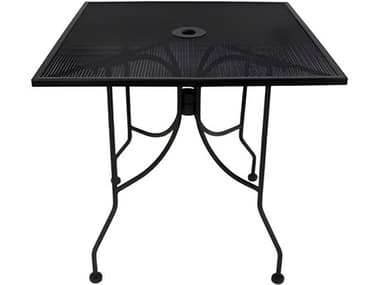 Meadowcraft Mesh Wrought Iron Square Outdoor Dining Table with Umbrella Hole MD302350001