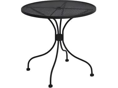 Meadowcraft Mesh Wrought Iron Round Outdoor Patio Bistro Table with Umbrella Hole MD320310001