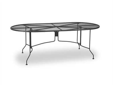 Meadowcraft Mesh Wrought Iron 84''W x 42''D Oval Regular Dining Table with Umbrella Hole MD508400001