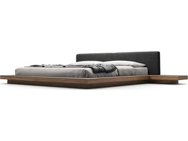 ModLuxe Akanji Soft Carbon Fabric Gray Pine Wood King Platform Bed MDLHB39AKWALCAR