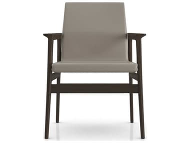 ModLuxe Briar Ash Wood Gray Leather Arm Dining Chair MDLHI1905AVKH