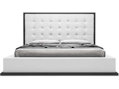 ModLuxe Wigan White Eco Leather And Wenge Pine Wood Upholstered Queen Platform Bed MDLMD317QWENWHT