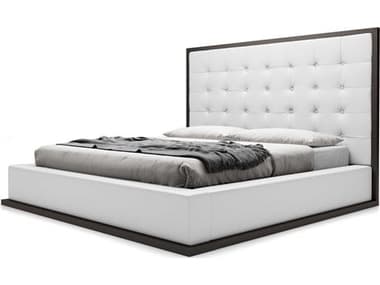 ModLuxe Wigan White Eco Leather And Wenge Pine Wood Upholstered Queen Platform Bed MDLMD317QWENWHT