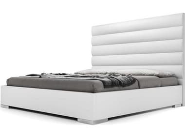 ModLuxe Bristol Headboard And Frame In White Eco Leather Upholstered King Platform Bed MDLMD322KWHT