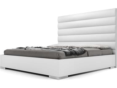 ModLuxe Bristol Headboard And Frame In White Eco Leather Queen Platform Bed MDLMD322QWHT