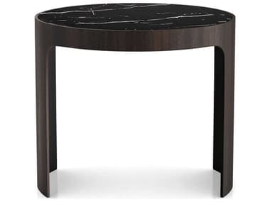 ModLuxe Thorne Round Black Marble Ceramic End Table MDLMD424BLK