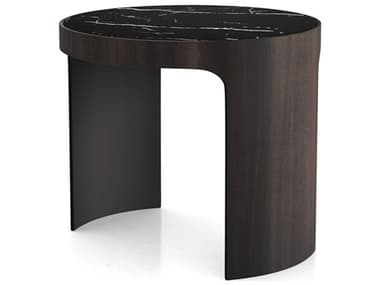 ModLuxe Thorne 20" Round Black Marble Ceramic End Table MDLMD424BLK
