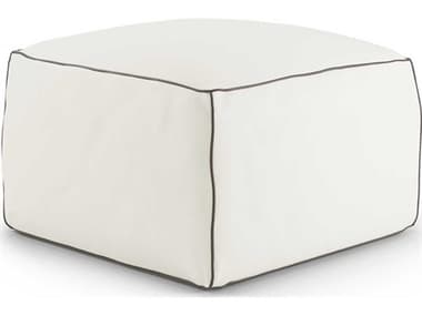 ModLuxe Sussex 25" Soft Snow Leather White Upholstered Ottoman MDLMD694SNOFEN