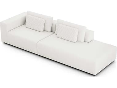 ModLuxe Siena 124" Wide White Fabric Upholstered Sectional Right Facing Sofa MDLMD822SET03B2PCCHK