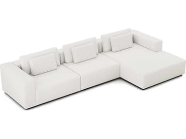 ModLuxe Siena 150" Wide White Fabric Upholstered Sectional Right Facing Sofa MDLMD822SET07A3PCCHK