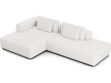ModLuxe Siena 124" Wide White Fabric Upholstered Sectional Left Facing Sofa MDLMD822SET08A2PCCHK
