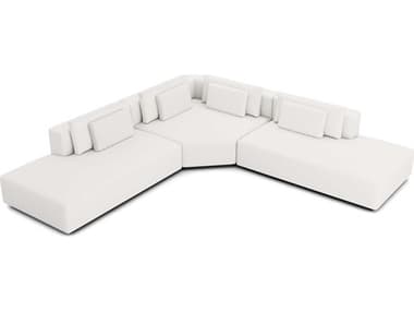 ModLuxe Siena 130" Wide White Fabric Upholstered Sectional Sofa MDLMD822SET273PCCHK