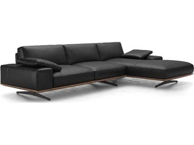 ModLuxe Blackwell 129" Wide Leather Upholstered Sectional Right Facing Sofa MDLMD832SECRBLK