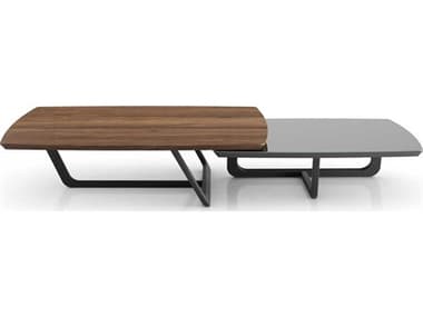 ModLuxe Grenchen 68" Rectangular Wood Walnut And Graphite Glass Coffee Table MDLMEC10045