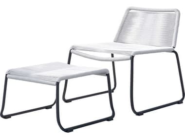 ModLuxe Outdoor Yuma Rope Steel Lounge Chair and Ottoman Set MDODEPANLCFTWHT