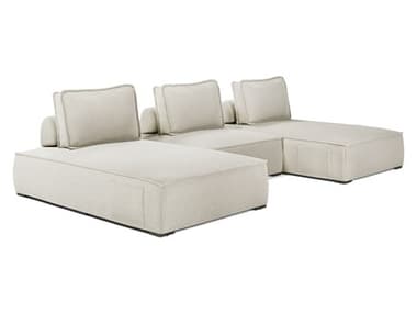 ModLuxe Outdoor Bahia Aluminum Textured Greige Fabric Cushion 3-Pieces Modular Sofa MDOMODHAMPSET043PCTGRIG