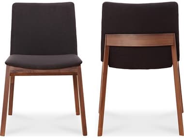 Moe's Home Deco Walnut Wood Black Upholstered Side Dining Chair - Set of Two MEBC101602