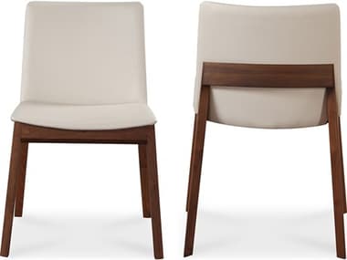 Moe's Home Deco Walnut Wood White Upholstered Side Dining Chair - Set of Two MEBC101605