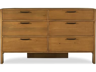 Moe's Home Lachlan 6-Drawers Brown Pine Wood Double Dresser MEBV103103