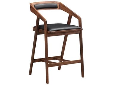 Moe's Home Padma Leather Walnut Wood Counter Stool MECB102503