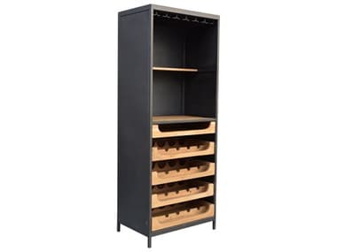 Moe's Home Black Teak Wood Natural Wine Bar Cabinet MEDR132224