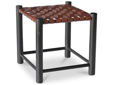 Moe's Home Selby Black Brown Leather Accent Stool MEDR133006