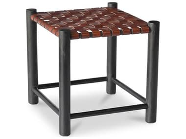 Moe's Home Selby 18" Black Brown Leather Upholstered Accent Stool MEDR133006