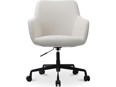 Moe's Home Torey White Upholstered Adjustable Ergonomic Swivel Computer Office Chair MEEJ101934