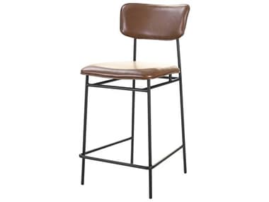 Moe's Home Sailor Leather Upholstered Dark Brown Counter Stool MEEQ101520