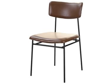 Moe's Home Sailor Leather Black Upholstered Side Dining Chair MEEQ101620
