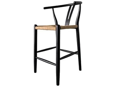 Moe's Home Ventana Elm Wood Black Frame And Natural Seat Counter Stool MEFG101837