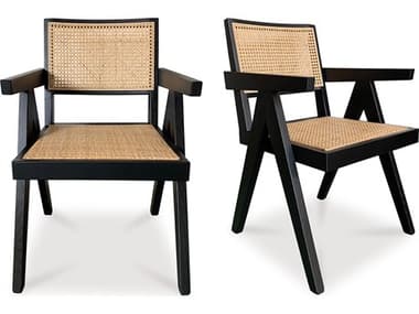 Moe's Home Takashi Elm Wood Black Arm Dining Chair - Set of Two MEFG102202