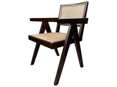 Moe's Home Takashi Elm Wood Brown Arm Dining Chair MEFG102220