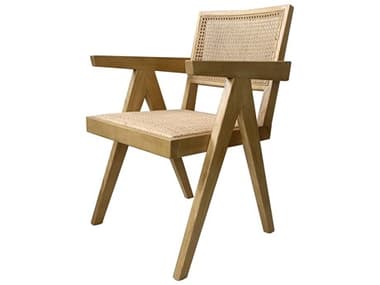 Moe's Home Takashi Elm Wood Brown Arm Dining Chair MEFG102224