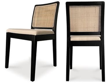 Moe's Home Elm Wood Black Upholstered Side Dining Chair - Set of Two MEFG102302