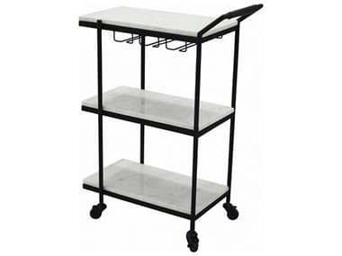 Moe's Home Marble White Textured Black Bar Cart MEFI109202