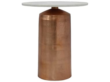 Moe's Home Jackie 19" Round White Marble Copper End Table MEFI109318