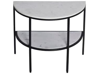 Moe's Home Lazlo Demilune White Marble Black End Table MEFI111518