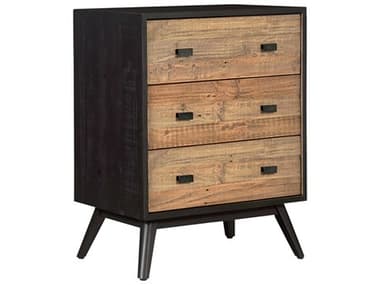 Moe's Home Nova 28" Wide 3-Drawers Black Pine Wood Accent Chest MEFR103402
