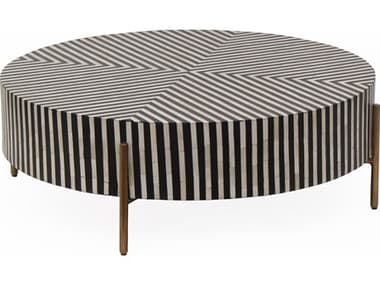 Moe's Home Round Black White Brass Coffee Table MEGZ114737