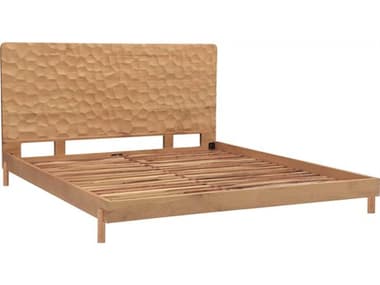 Moe's Home Misaki Natural Brown Oak Wood King Platform Bed MEGZ1161240