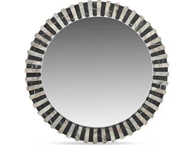 Moe's Home Isolde Black and Beige Round Marble Wall Mirror MEGZ118337