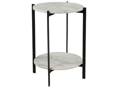 Moe's Home Round White Marble Black Matte End Table MEIK101818