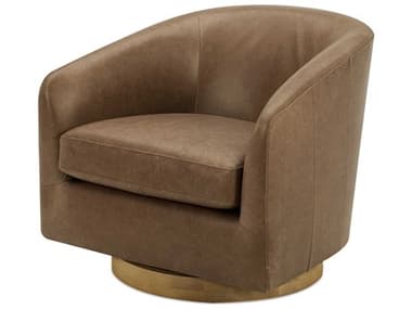 Moe's Home Oscy Swivel 31" Brown Leather Accent Chair MEKQ101540