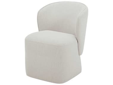 Moe's Home Larson Rolling White Fabric Upholstered Side Dining Chair MEKQ103629