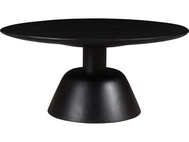 Moe's Home Nels 30" Round Wood Charcoal Black Coffee Table MEKY101807