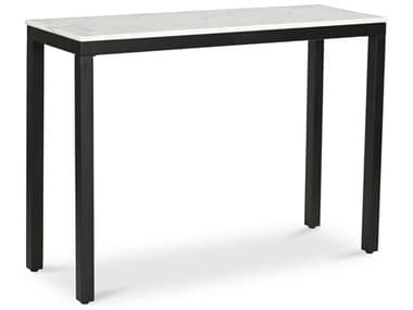 Moe's Home Parson 42" Rectangular White Marble Black Console Table MEKY1035020